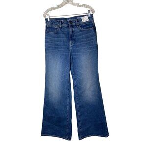 NEW J.Crew Semi-Stretch High Rise Denim Trouser Jeans Size 28 Wide Leg Blue Cott